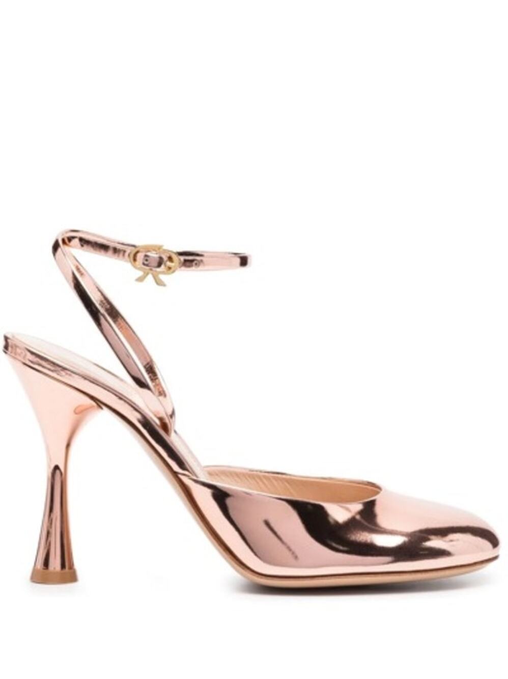 Gianvito Rossi Lulu Metallic Rose Gold Ankle Strap Pumps Heels 40 10